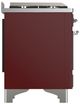 Ilve® Majestic III 48" Burgundy Pro Style Dual Fuel Liquid Propane Range with Solid Door and Chrome Trim-4