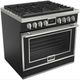 Fulgor Milano® Evoque 400 Series 36” Matte Black Pro Style Dual Fuel Range with Chrome Trim-0