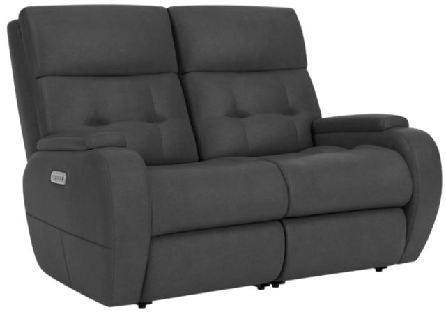 Flexsteel® Customizable Strait Leather Power Reclining Loveseat with Power Headrest-3