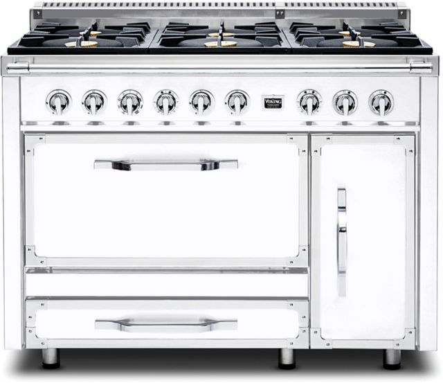 Viking® Tuscany 48" White Dual Fuel Pro-Style Dual Fuel Natural Gas Range-0