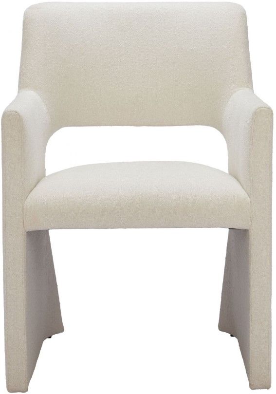 Zuo® Modern Minet Linen White Dining Arm Chair-1