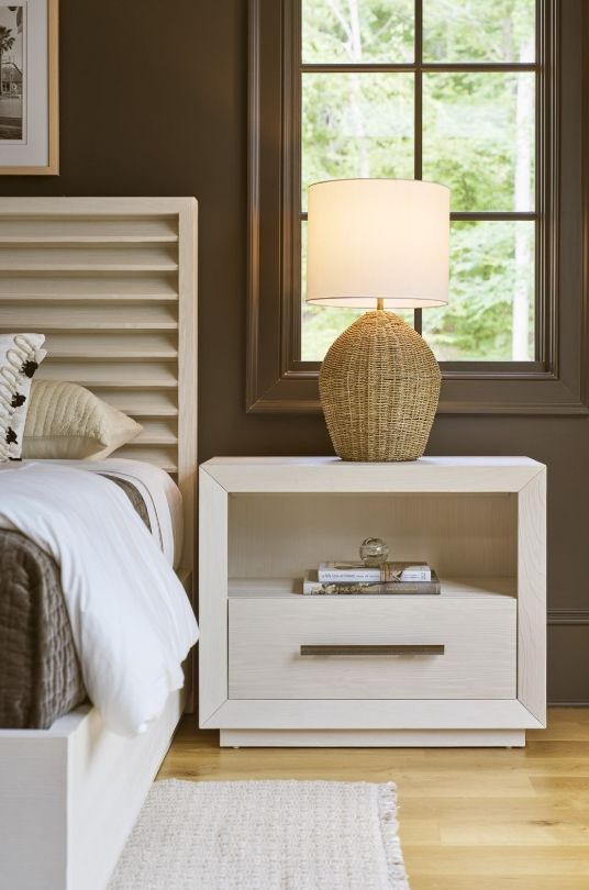 Universal Explore Home™ Oasis White Sandblasted Quartered Pine 34" Shoreline Nightstand-1
