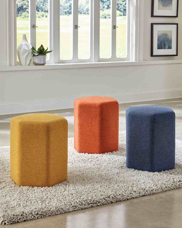 Coaster® Yellow Hexagonal Upholstered Stool-2