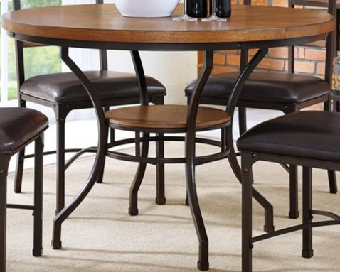 Bernards Stockton Brown Casual Dining Table with Black Base-0