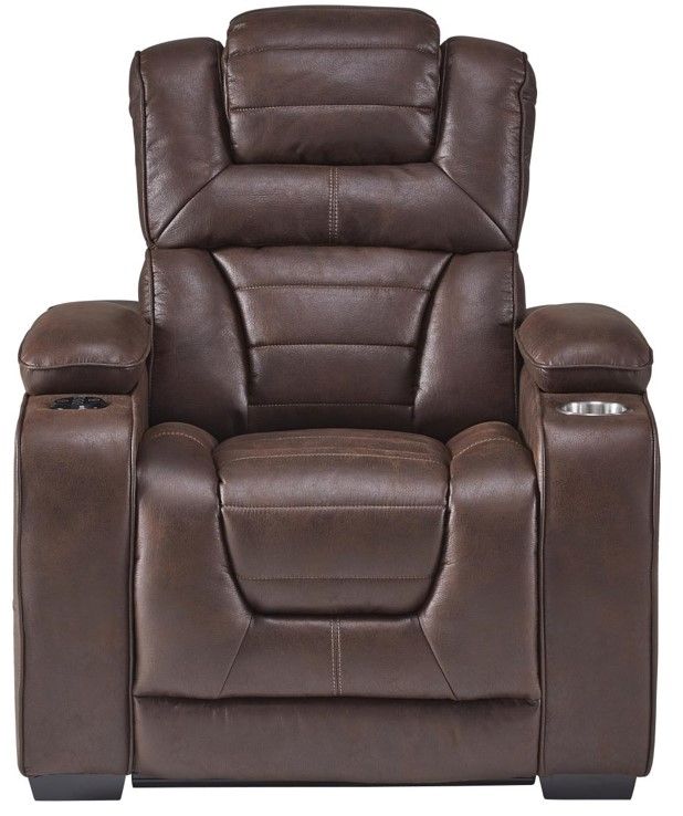 Corinthian Furniture Luke Chocolate Power Recliner with Power Headrest-0