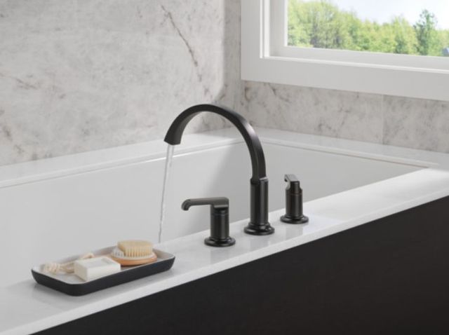 Delta Tetra® Matte Black Roman Tub Trim-2