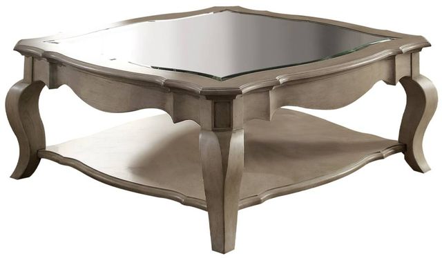 ACME Furniture Chelmsford Glass Top Coffee Table with Antique Taupe Frame-0