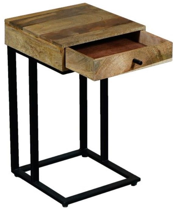 Jaipur Furniture Ravi Black/Brown 1-Drawer Small Side Table-0