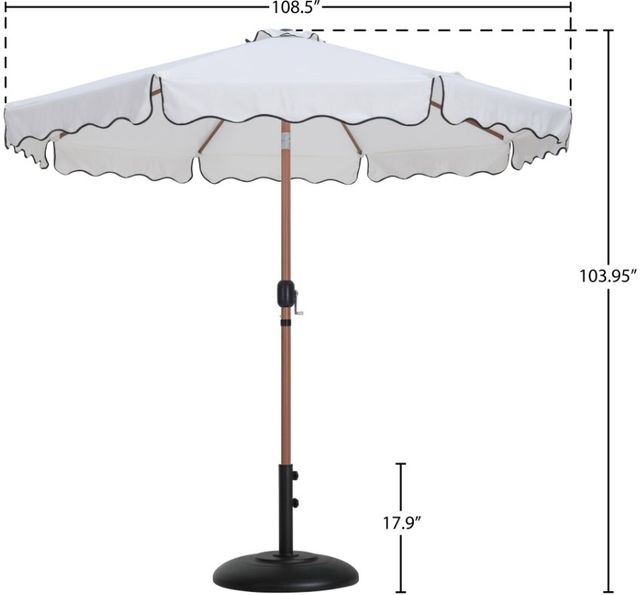 Meridian Furniture Amalfi White Aluminum Outdoor Patio Umbrella and Round Base-2
