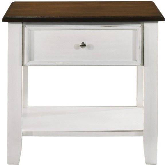 New Classic® Home Furnishings Evander Cream End Table with Brown Top -1