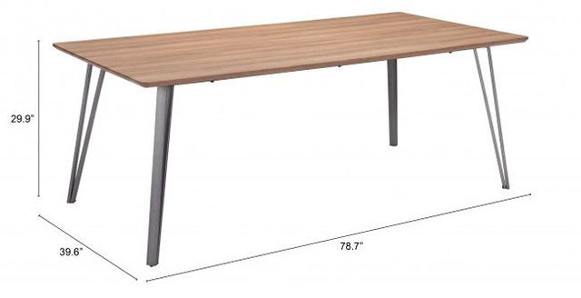 Zuo® Modern Perpignan Brown Dining Table with Silve Metal Legs-3