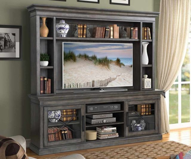 Parker House® Sundance Smokey Gray 92" Console with Hutch and Back Panel-1