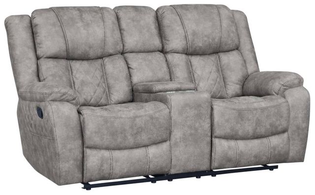 Inspired Home 4380 Lux Pewter Manual Reclining Loveseat with Console-0