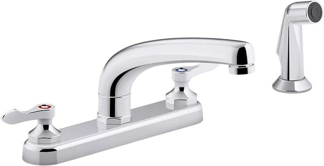 KOHLER® Triton® Bowe® Polished Chrome Kitchen Sink Faucet with 8.19" Swing Spout, Matching Finish Sidespray, Aerated Flow and Lever Handles, 1.8 Gpm-0