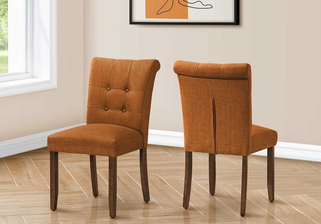 Monarch Specialties Inc. 2-Piece Orange/Walnut 38" Upholstered Dining  Side Chairs Set-2
