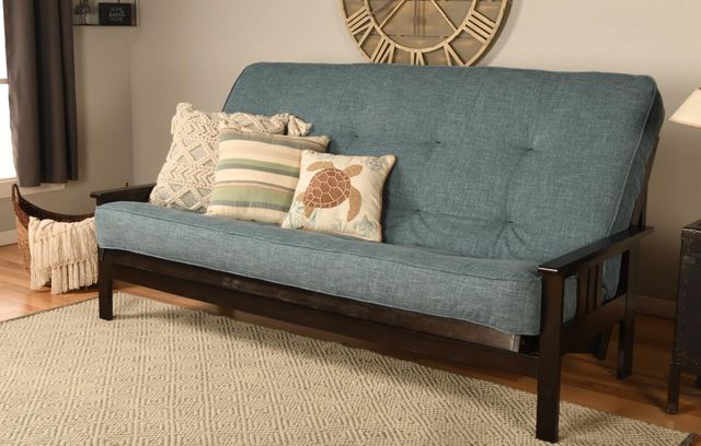 Kodiak Furniture Linen Aqua 8" Coil Hinged Innerspring Queen Futon Mattress -2