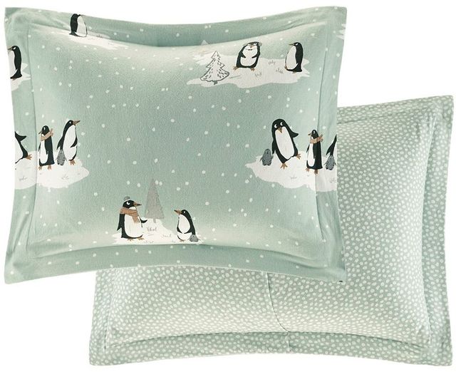 Olliix by True North by Sleep Philosophy Aqua Penguins King/California King Cozy Flannel Duvet Set-4