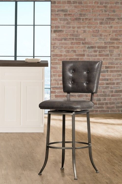 HH2 Home Caslan Charcoal/Gray Swivel Counter Stool-3