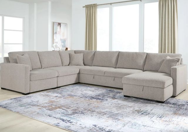 Benchcraft® ModMax Luxe 5-Piece Flint Right-Arm Facing Sectional with Storage Chaise and Pop Up Sleeper-1
