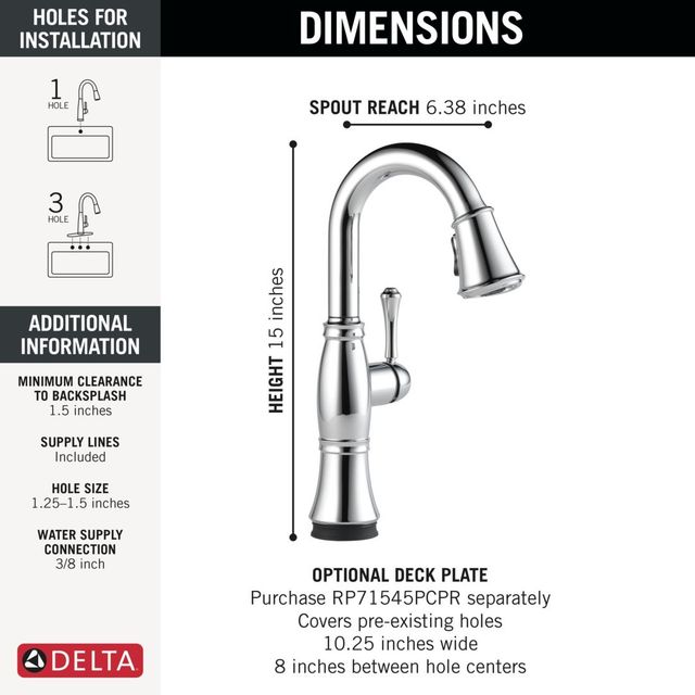 Delta Cassidy®  Lumicoat® Chrome Touch2O® Bar/Preparation Kitchen Faucet with Touchless Technology-2