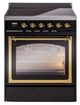 Ilve® Nostalgie II Noblesse 30'' Glossy Black Pro Style Induction Range with Brass Trim-0