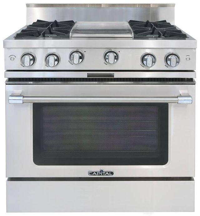 Capital Cooking™ Classic Chef 36" Stainless Steel Open Burner Pro Style Gas Range with Griddle-0