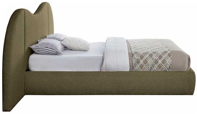 Meridian Furniture Everest Olive King Boucle Fabric Upholstered Panel Bed-2
