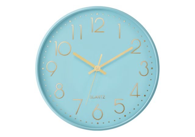 Monarch Specialties Inc. Blue 12" Analog Wall Clock with Gold Numbers-0