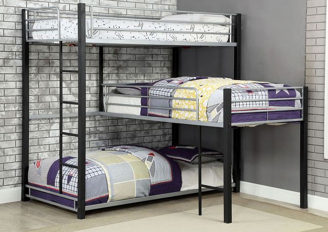 Furniture of America® Aubrey Black/Gray Twin/Twin Triple Bunk Bed-0