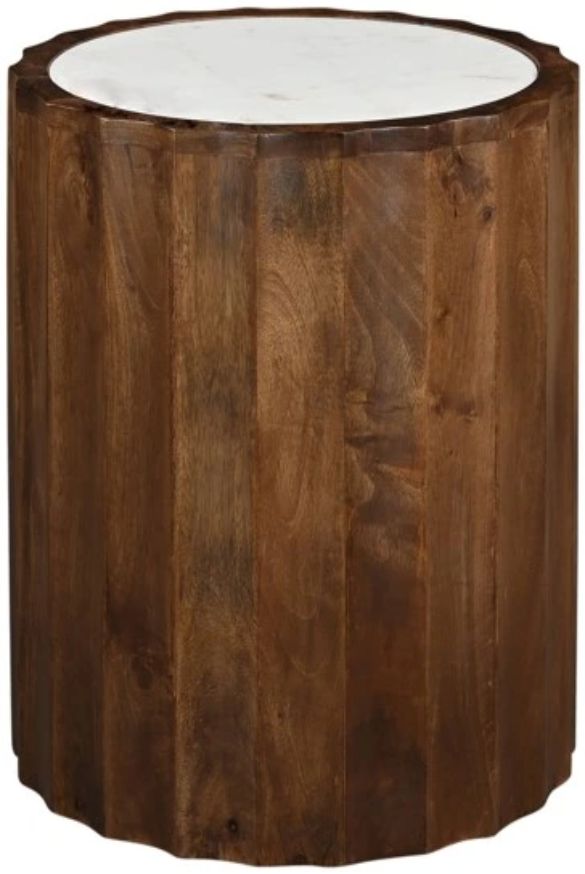 Coast2Coast Home™ Katina White End Table with Brown Base-0