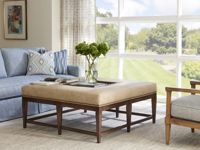 Lexington Home Customizable Leather Carillon Cocktail Ottoman with Removable Tray-1