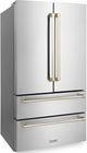 ZLINE Autograph Edition 36" 22.5 Cu. Ft. Fingerprint Resistant Stainless Steel Counter Depth French Door Refrigerator with Polished Gold Traditional Handles-2