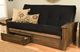 Kodiak Furniture Washington Suede Black/Rustic Walnut Full Storage Futon with Mattress-1