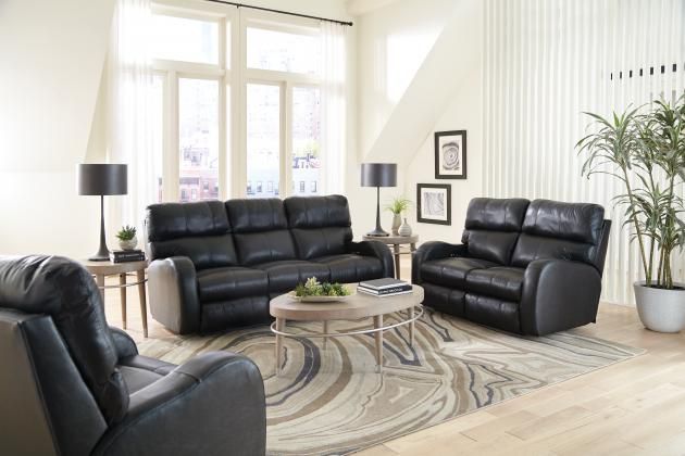 Catnapper® Angelo Black Reclining Sofa with Power Adjustable Headrest-1