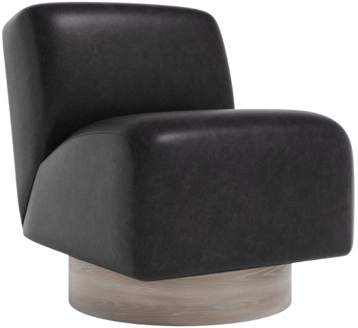 Bernhardt Marley Bernhardt Living Black Leather Swivel Chair-0