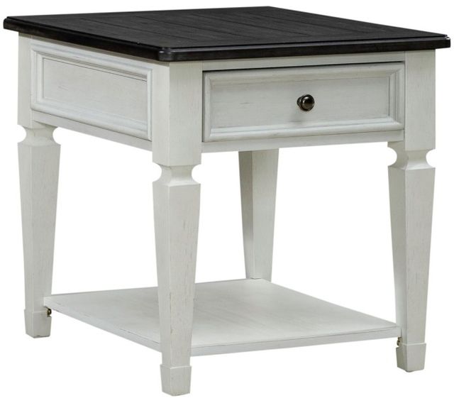Liberty Furniture Allyson Park Charcoal End Table with Wirebrushed White Base-0
