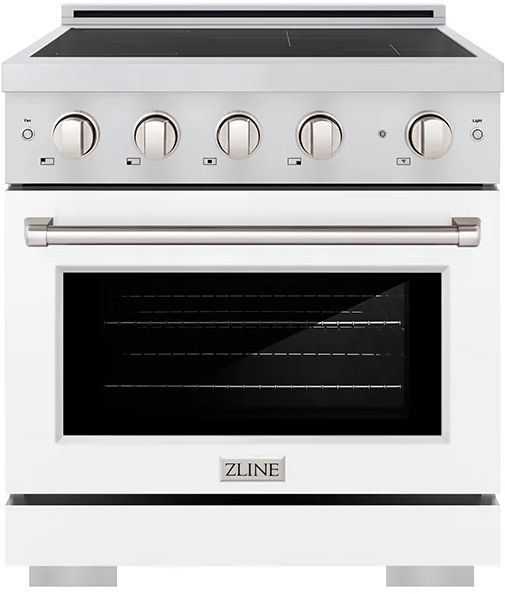 ZLINE Autograph Edition Paramount 30" Stainless Steel Pro Style Induction Range with White Matte Door-0