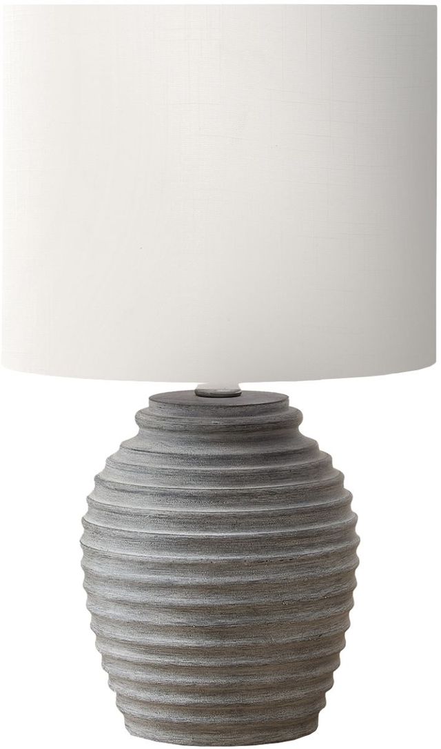 Monarch Specialties Inc. Grey Resin Table Lamp with Ivory Shade-0