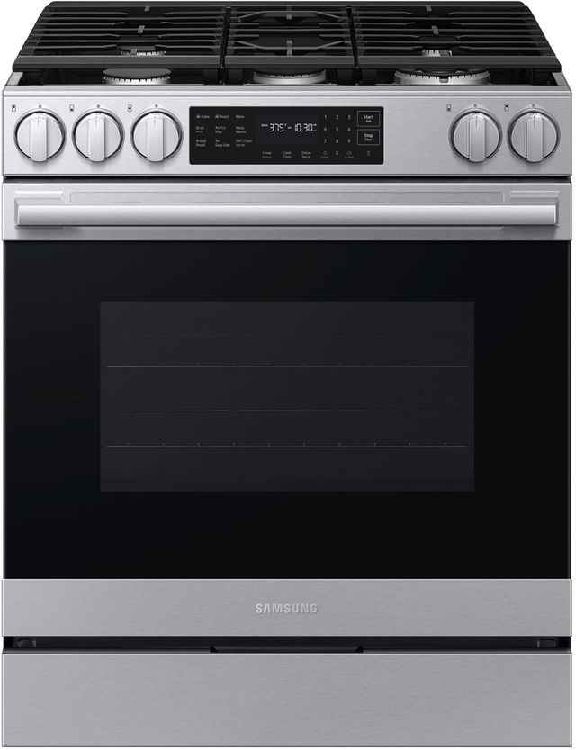 Samsung Bespoke 30" Matte Black Steel Smart Slide-In Gas Range with True Convection-0