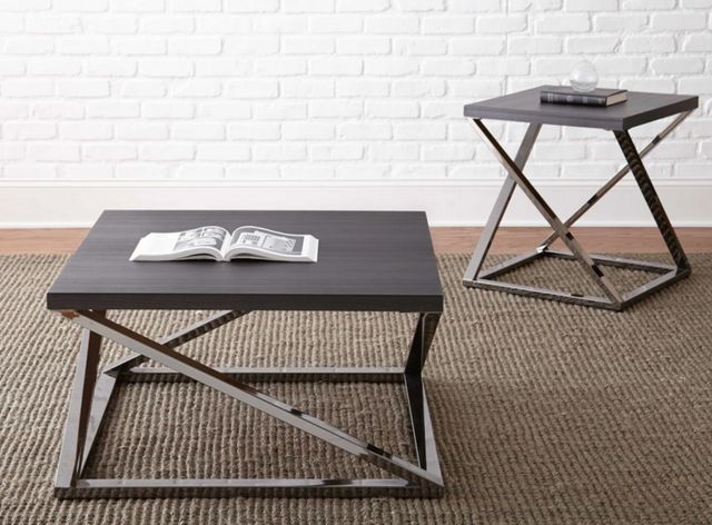 Steve Silver Co. Aegean Brown Cocktail Table with Black Nickel Base-1