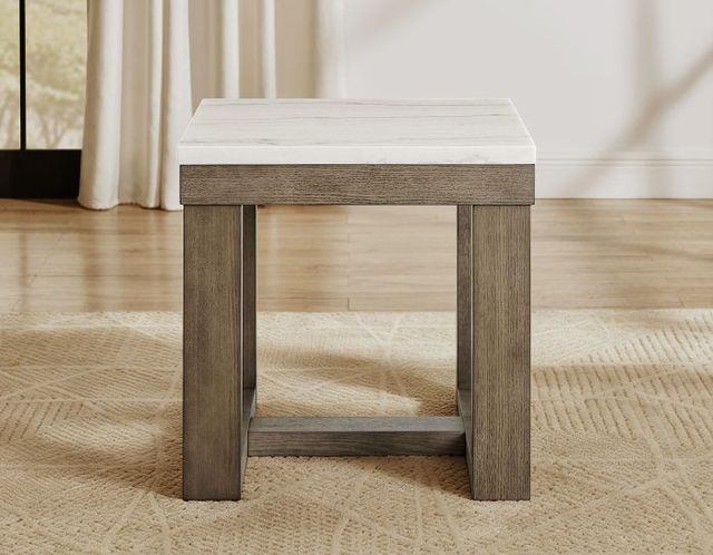 Steve Silver Co. Calla White Marble Top End Table with Driftwood Base-3