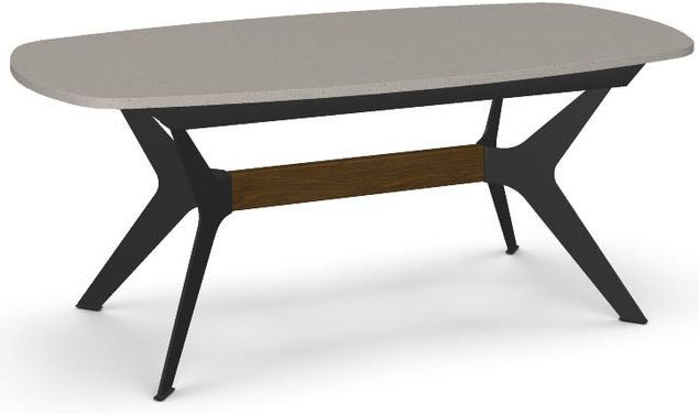 Amisco Customizable Boomerang Thermo Fused Laminate Extendable Table with Radius Corner Butterfly Leaf Tabletop-0