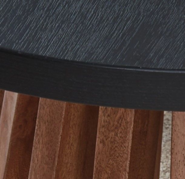 Signature Design by Ashley® Kallari Black Round End Table with Warm Brown Base-3