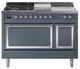 Ilve® Nostalgie II Noblesse 48'' Blue Gray Pro Style Dual Fuel Range with Chrome Trim-0