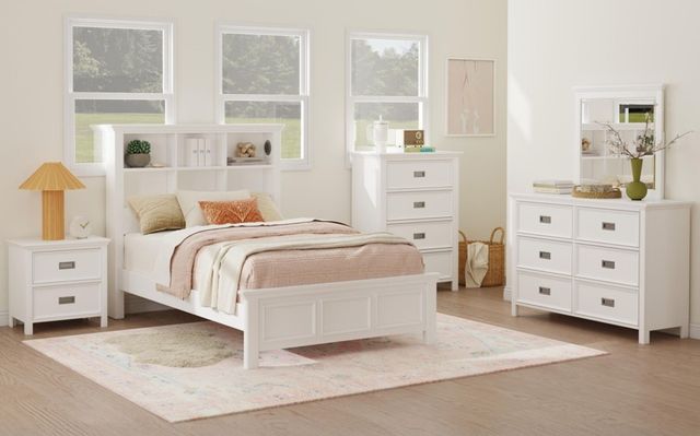 Elements International Hampton Kids White Full Youth Bookcase Bed-1