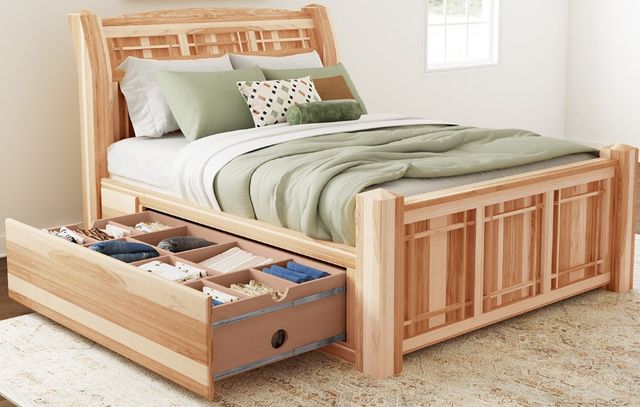 A-America® Amish Highlands Natural Queen Arch Panel Storage Bed-3