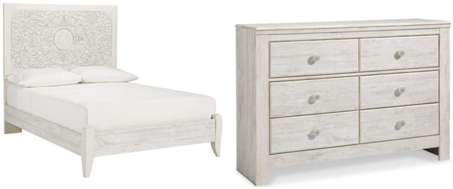 Signature Design by Ashley® Paxberry 2-Piece Whitewash Full Panel Bed Set-0