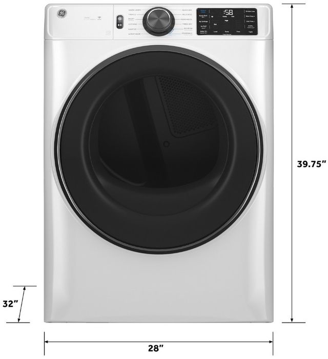 GE® 7.8 Cu. Ft. White Smart Front Load Electric Dryer with Steam and Sanitize Cycle-3