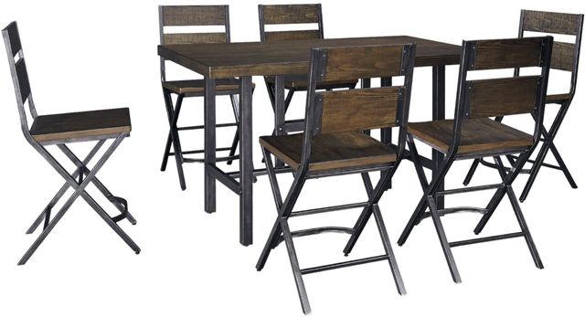 Signature Design by Ashley® Kavara 7-Piece Medium Brown Counter Height Dining Set-0