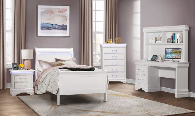 Global Furniture USA Charlie White Twin Sleigh Bed-2